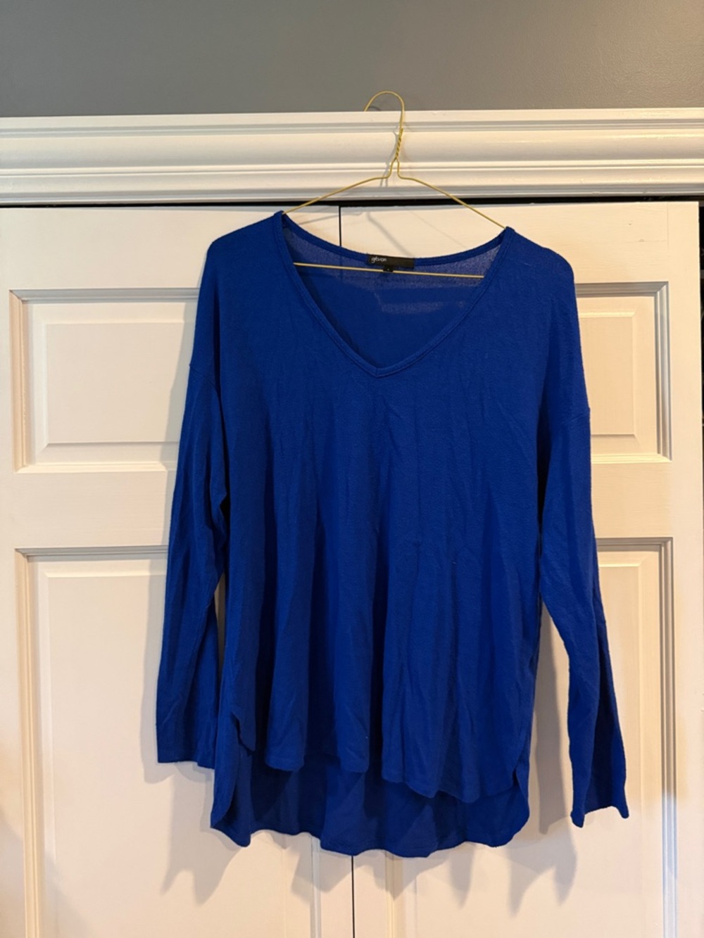 Gibson Royal Blue V-Neck Long Sleeve Top